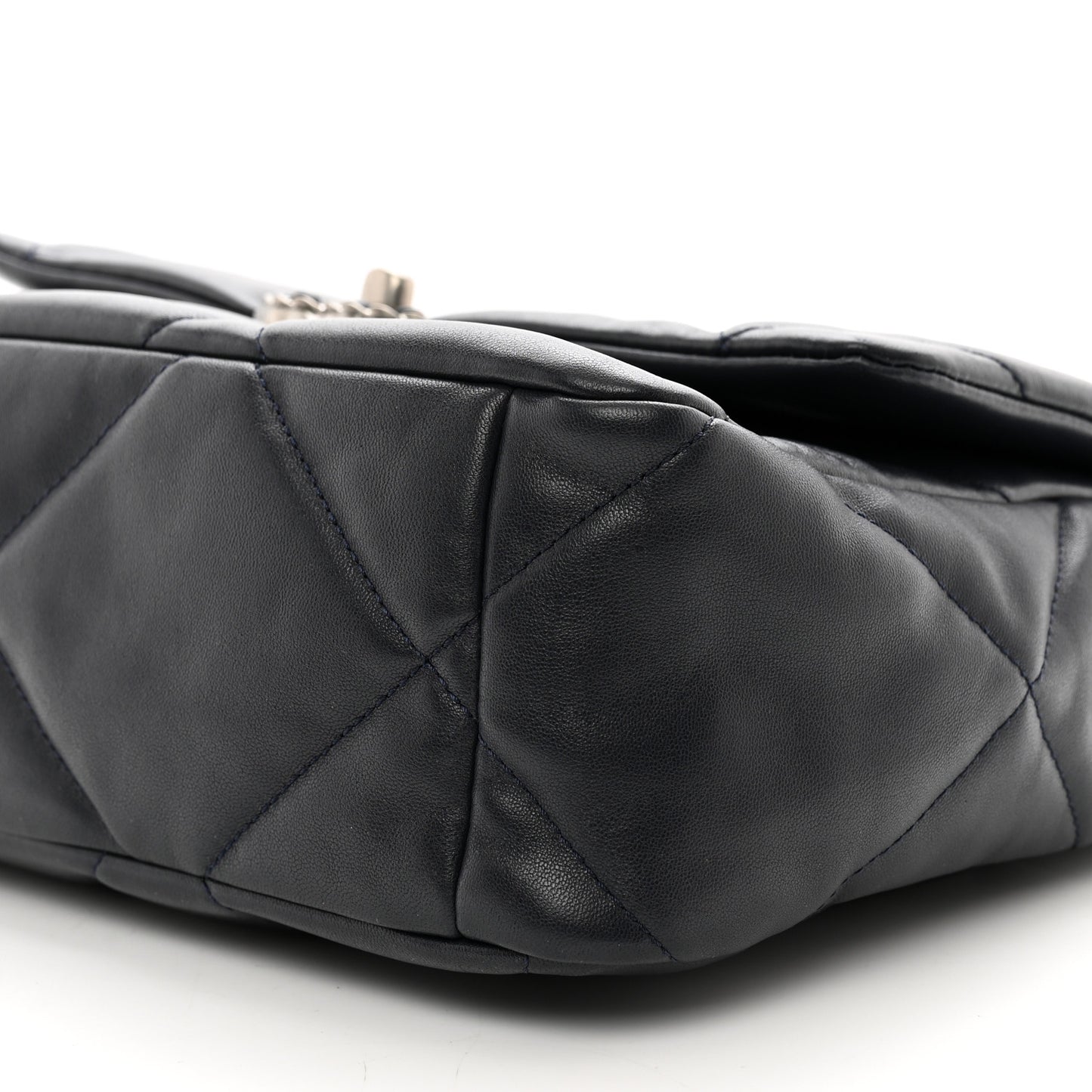 Lambskin Quilted Large Chanel 19 Flap Navy Blue