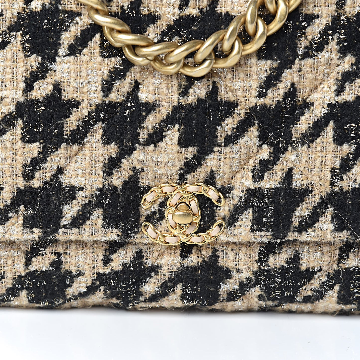 Tweed Maxi 19 Flap Beige Black