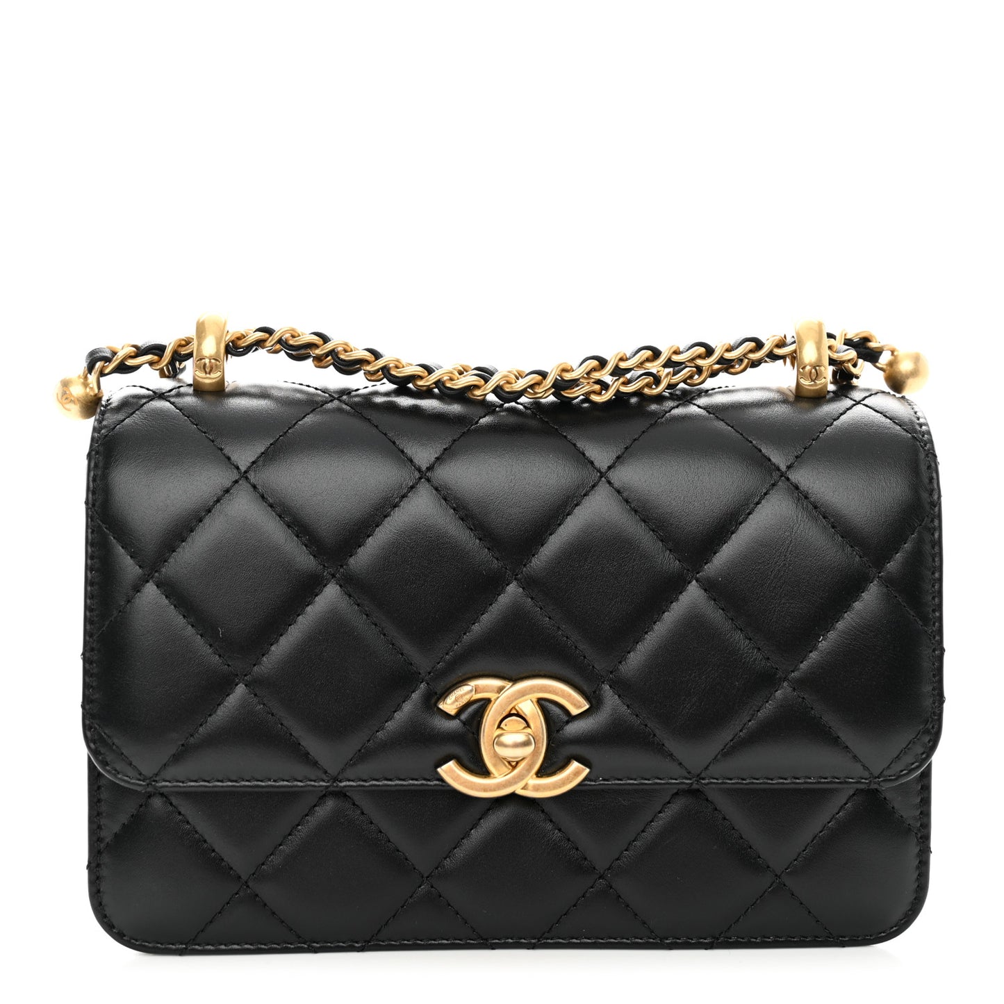 Calfskin Quilted Mini Perfect Fit Flap Black