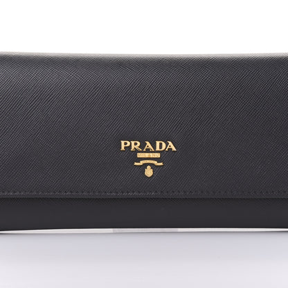Prada Saffiano Continental Flap Wallet Black 9 of 10