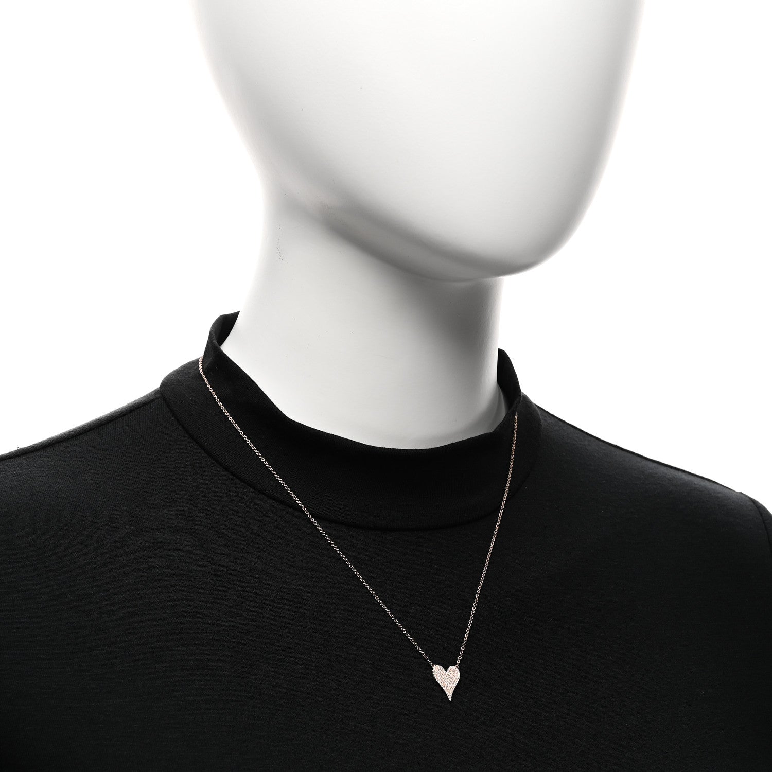 Parker & West by FASHIONPHILE 14K Rose Gold Diamond .18ctw Pave Heart Pendant Necklace 2 of 5