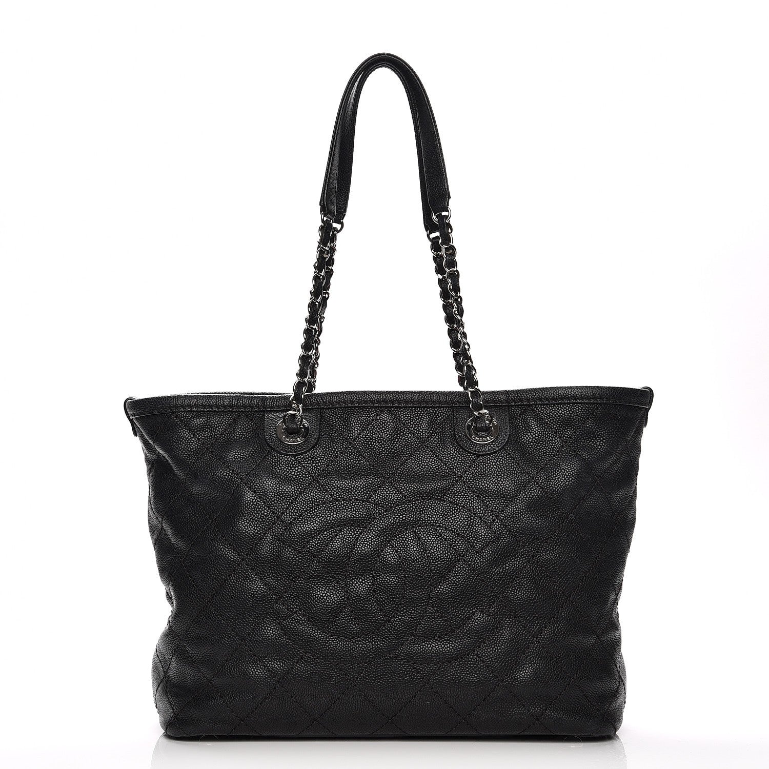 Chanel Grained Calfskin Quilted Small Daily Shopping Tote Black 1 of 8