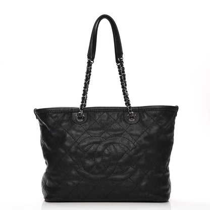 Chanel Grained Calfskin Quilted Small Daily Shopping Tote Black 1 of 8