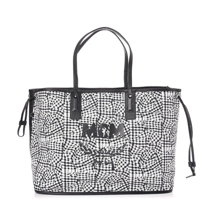 MCM Visetos Large Liz Reversible Shopper Tote Black 3 of 9