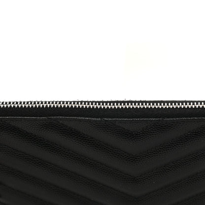 Saint Laurent Grain De Poudre Chevron Monogram Bill Pouch Black 8 of 10