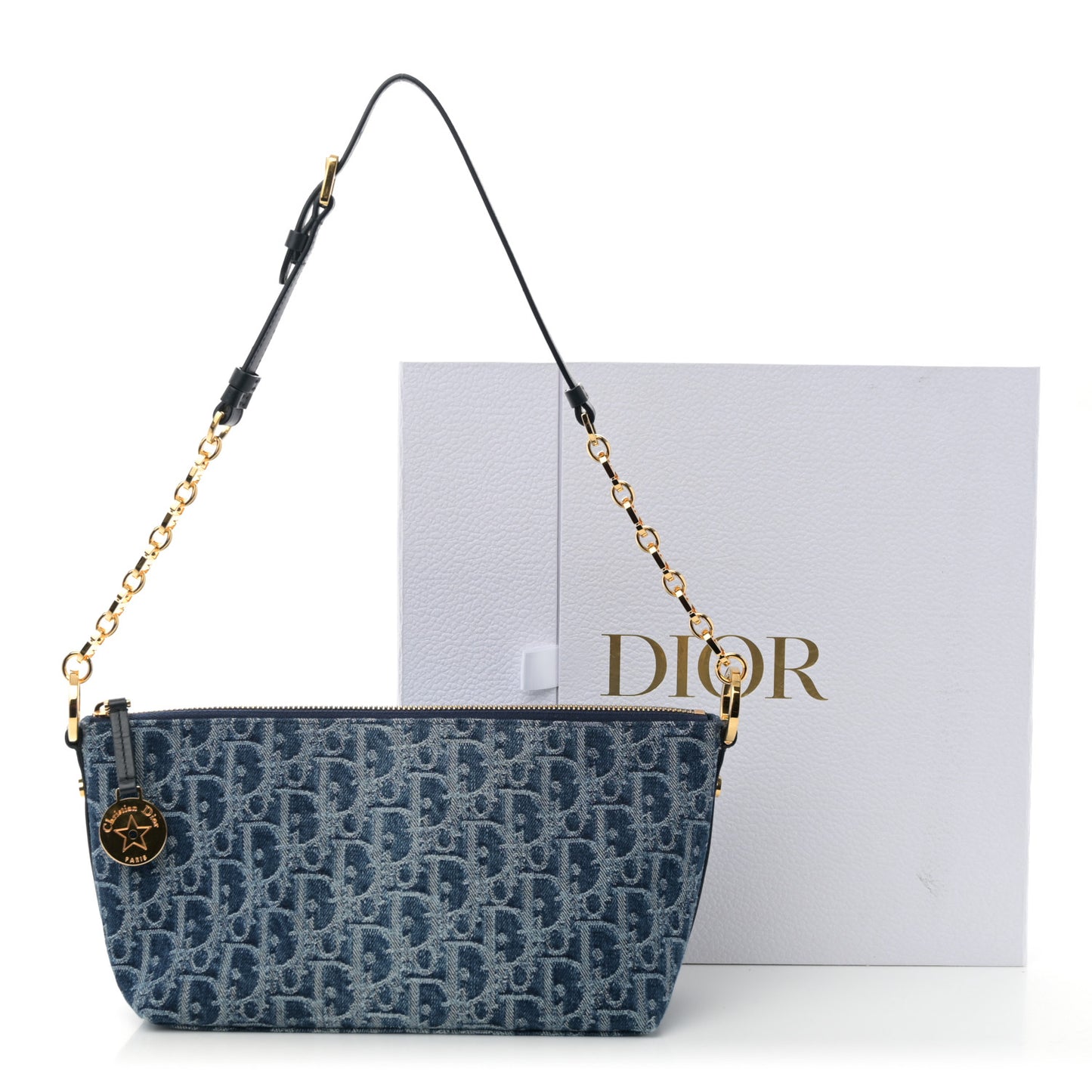 Denim Oblique Jacquard DiorStar Hobo Bag Blue
