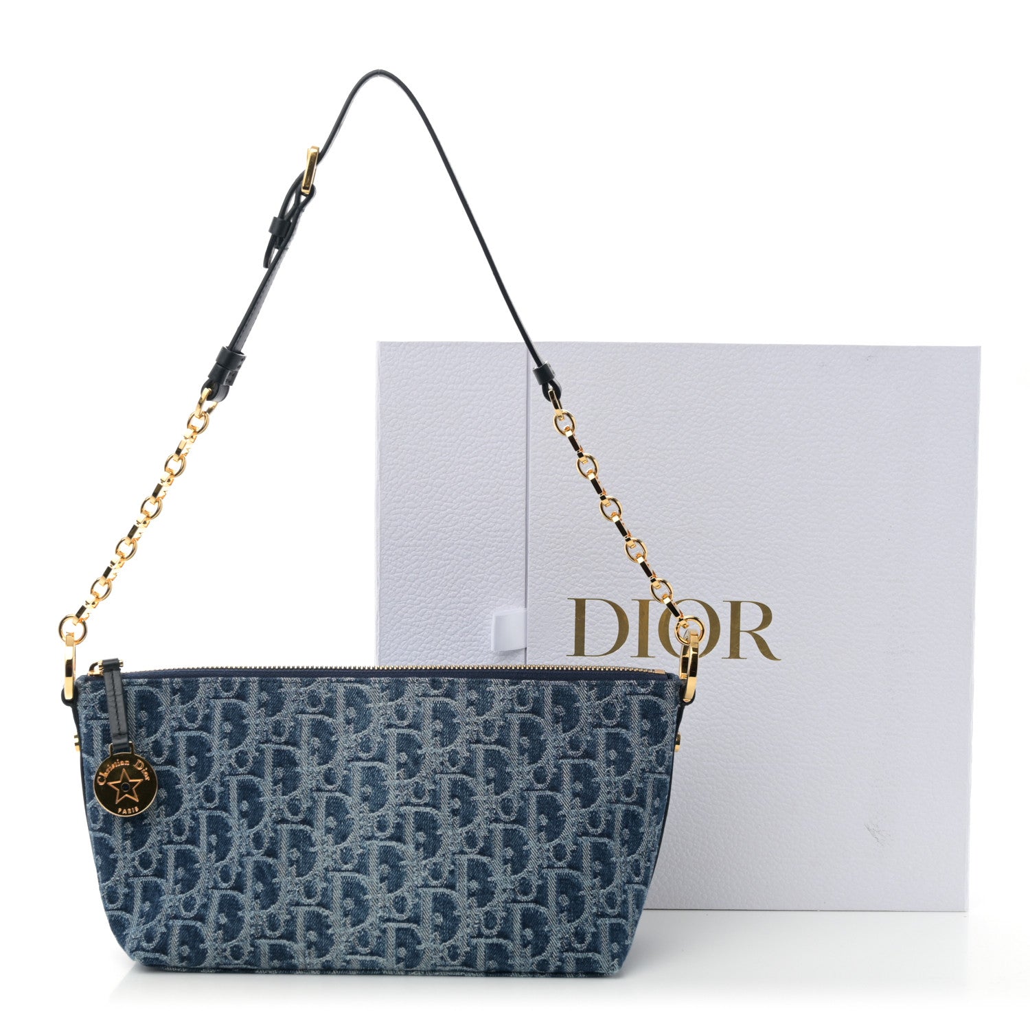Christian Dior Denim Oblique Jacquard DiorStar Hobo Bag Blue 10 of 10