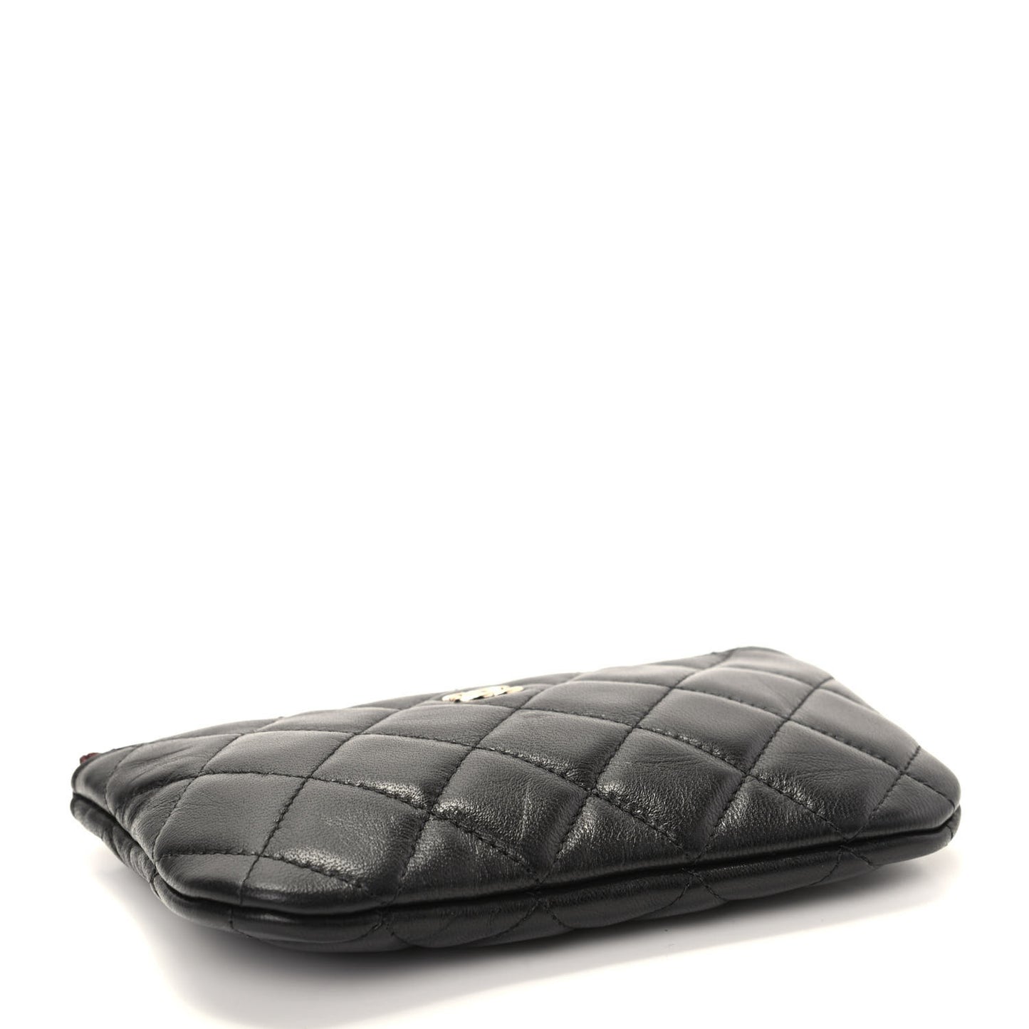 Lambskin Quilted Small Cosmetic Case Black
