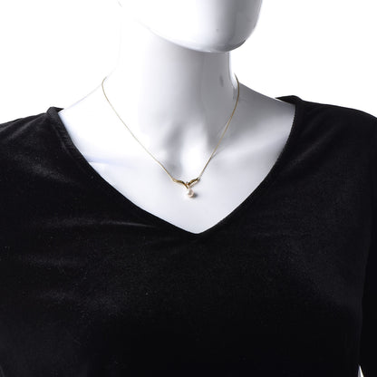 Mikimoto 18K Yellow Gold Diamond Akoya Pearl 7mm Pendant Necklace 2 of 7