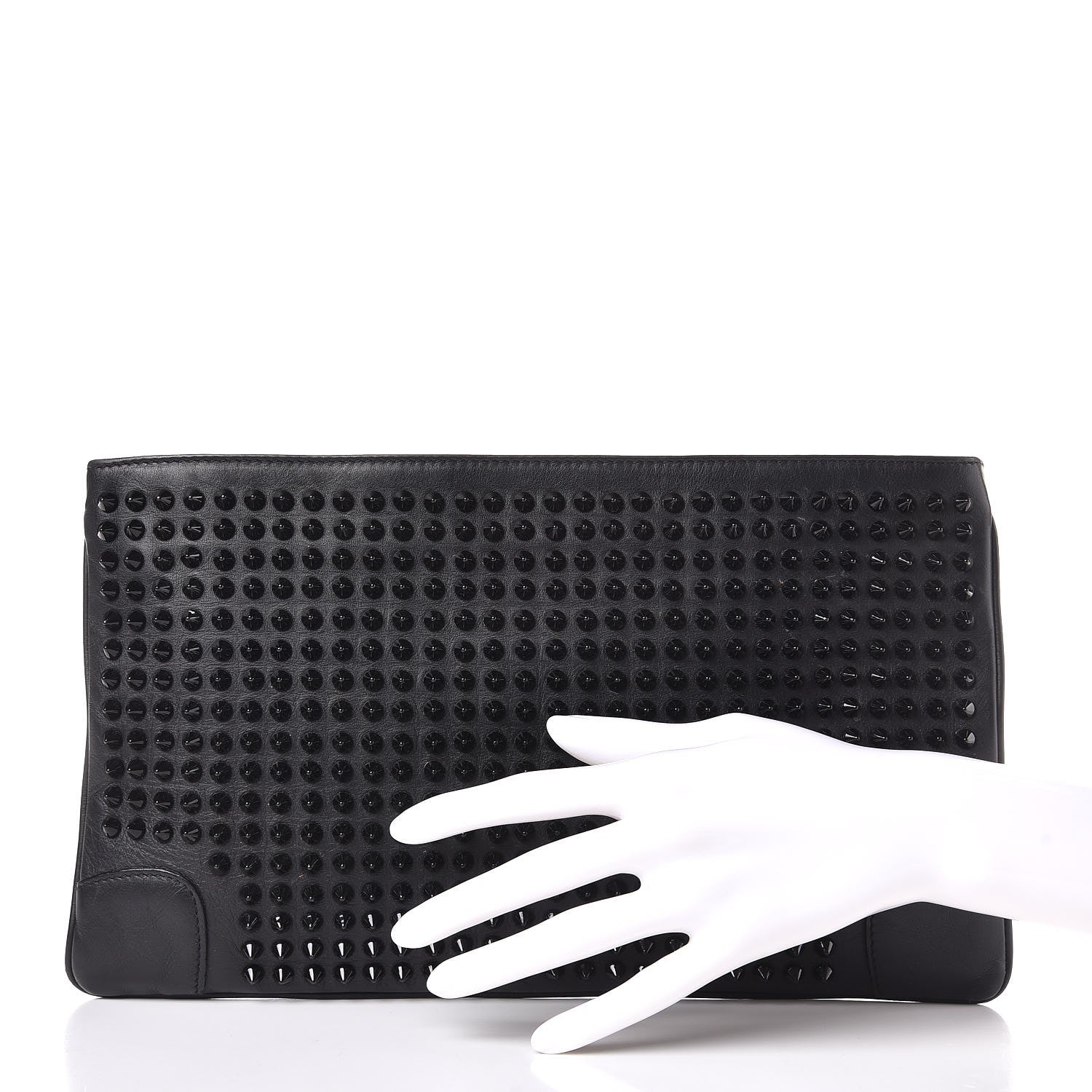 Christian Louboutin Calfskin Studded Loubiposh Clutch Black 2 of 12