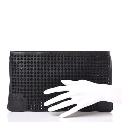 Christian Louboutin Calfskin Studded Loubiposh Clutch Black 2 of 12