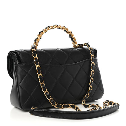 Chanel Lambskin Quilted Small La Parisienne Top Handle Flap Black 3 of 11