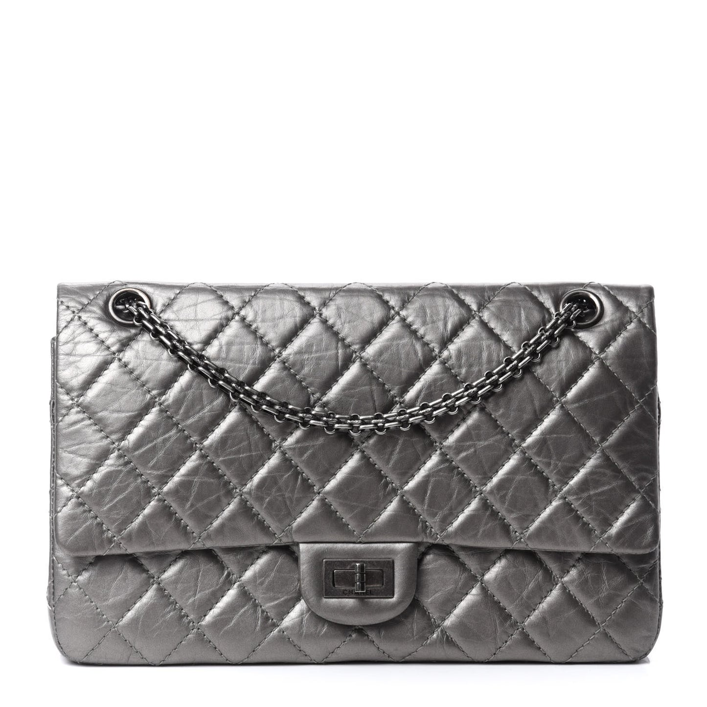 Metallic Aged Calfskin Quilted 2.55 Reissue 226 Flap Silver