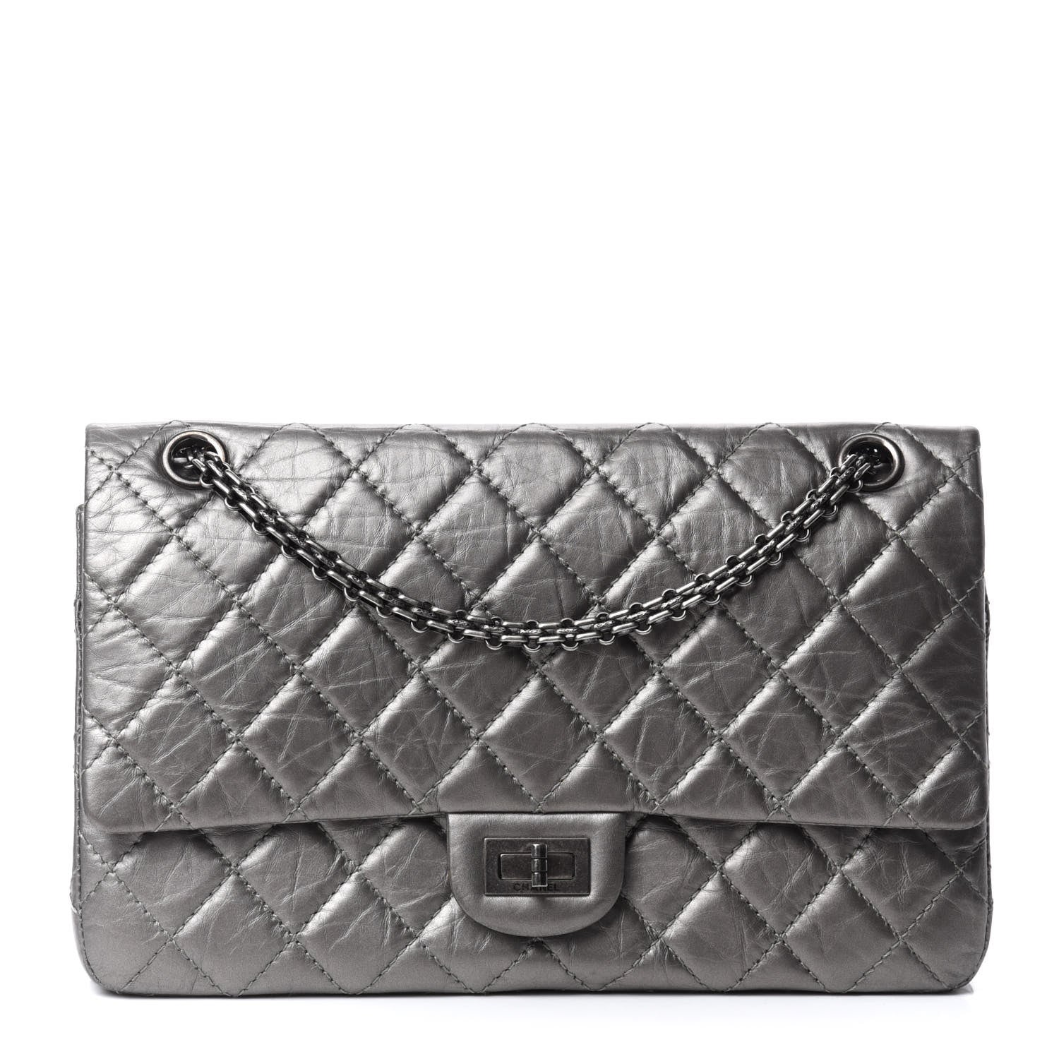 Chanel Metallic Aged Calfskin Quilted 2.55 Reissue 226 Flap Silver 1 of 10