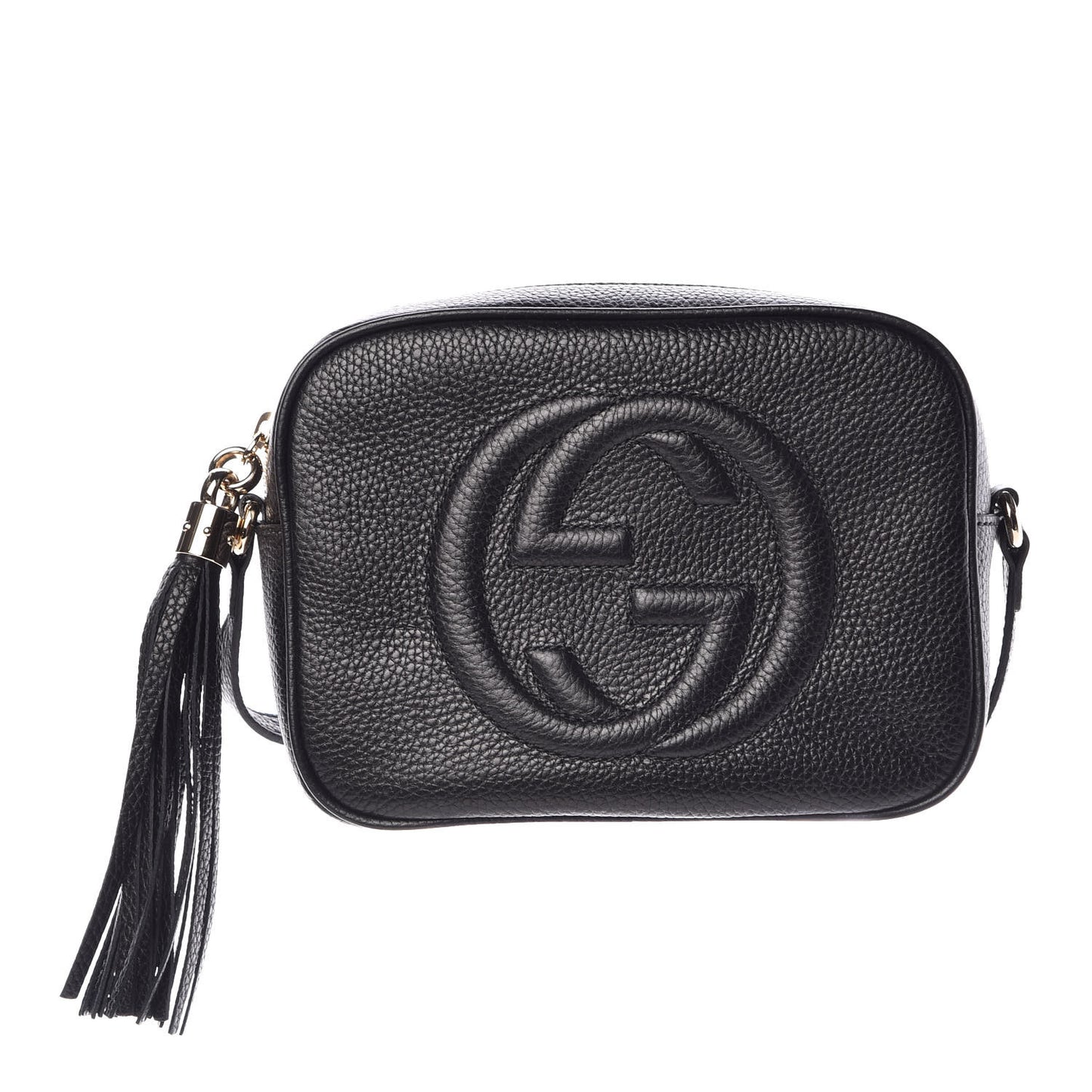 Pebbled Calfskin Small Soho Disco Bag Black