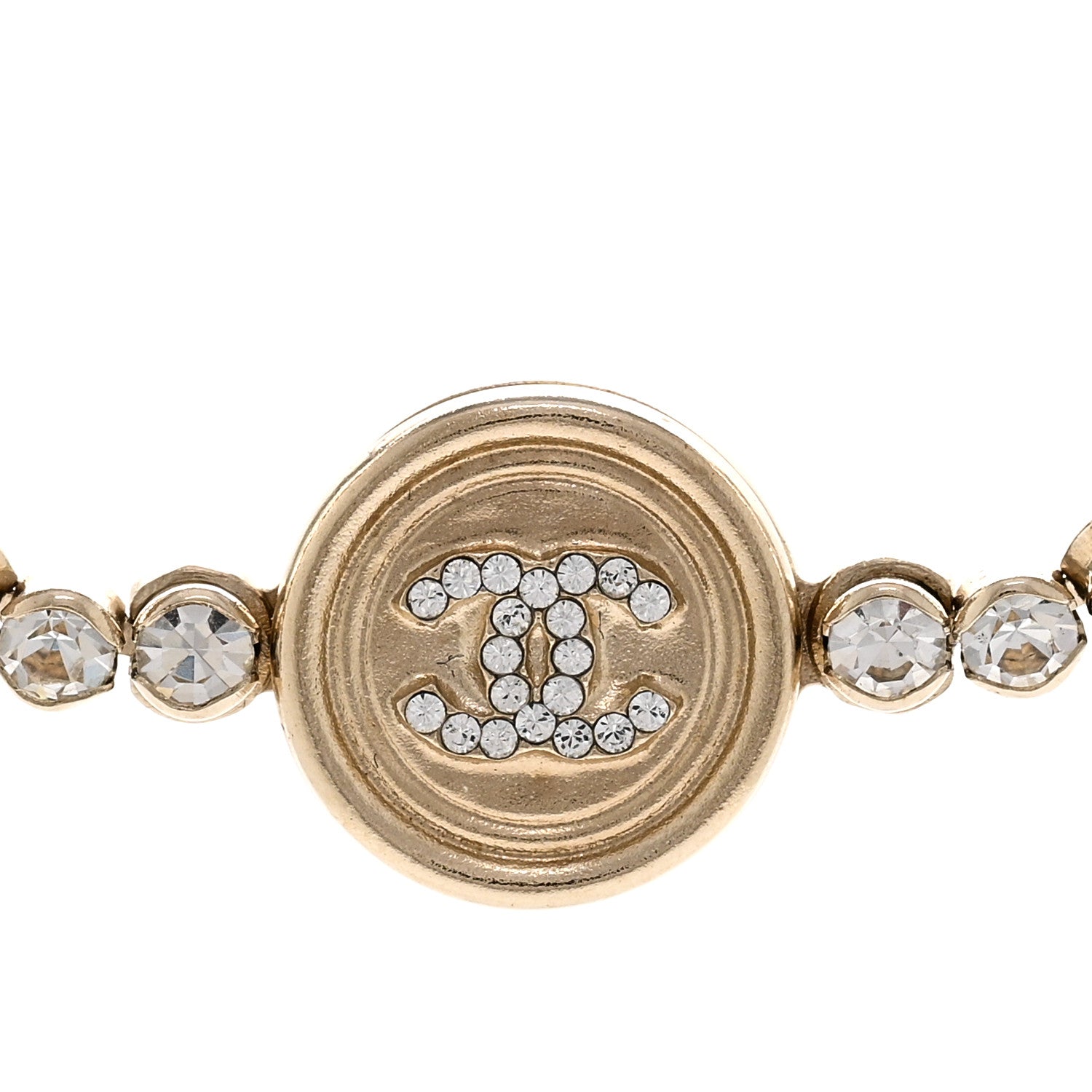 Chanel Crystal CC Chain Short Necklace Gold 4 of 6