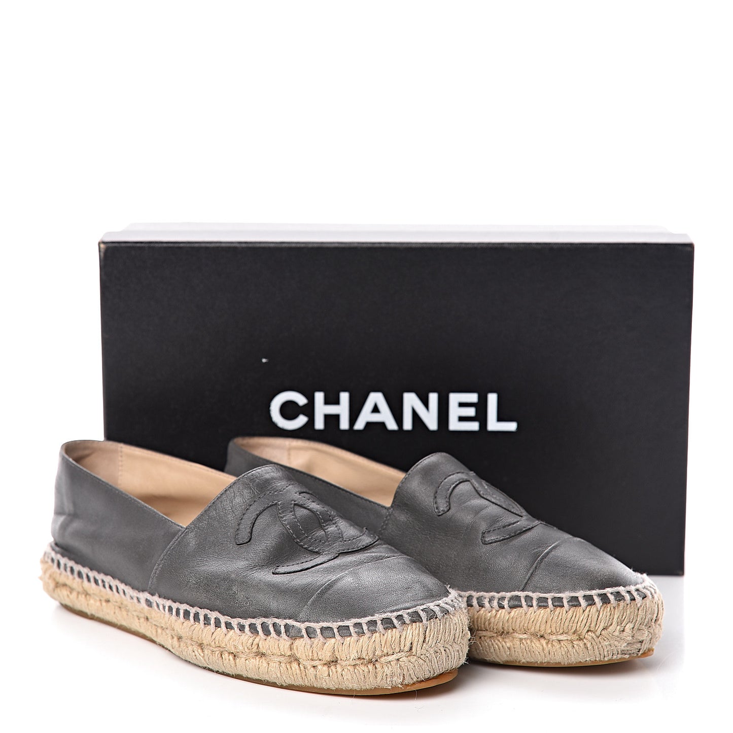 Lambskin CC Espadrilles 36 Dark Grey