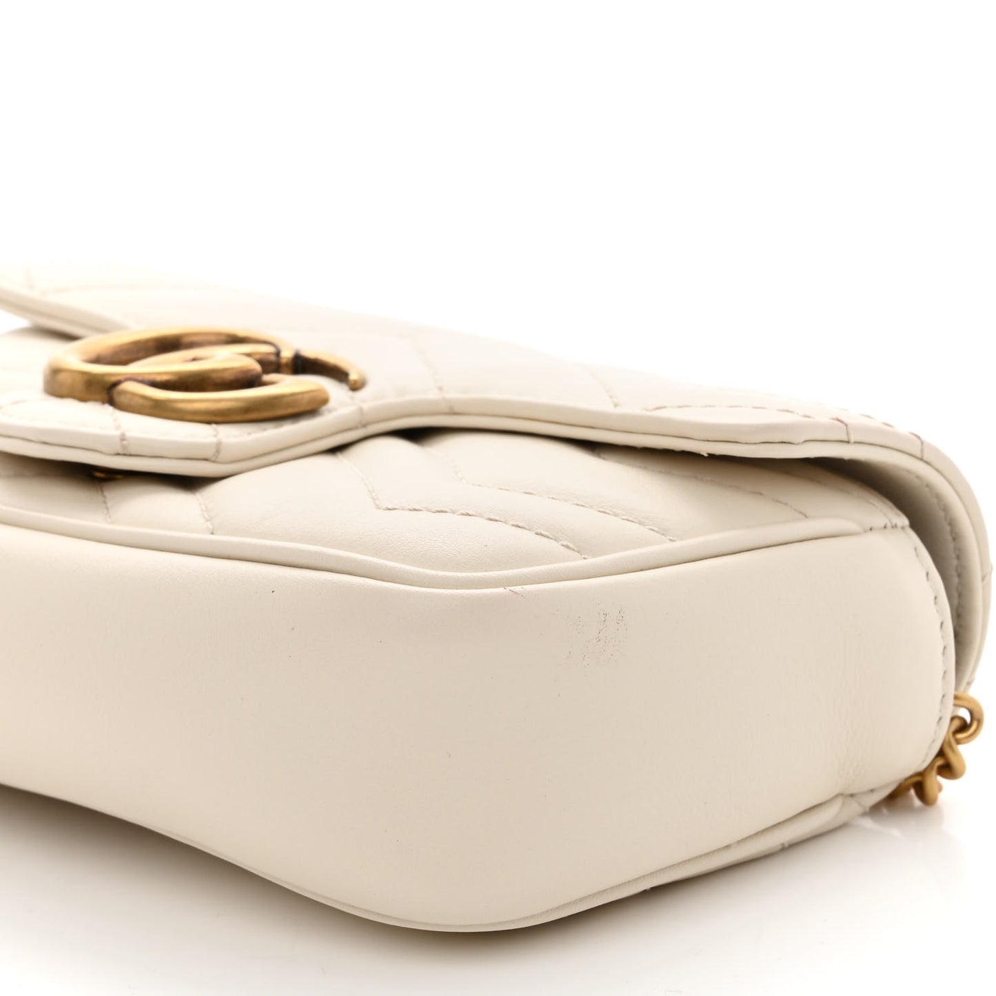 Calfskin Matelasse Super Mini GG Marmont Shoulder Bag White