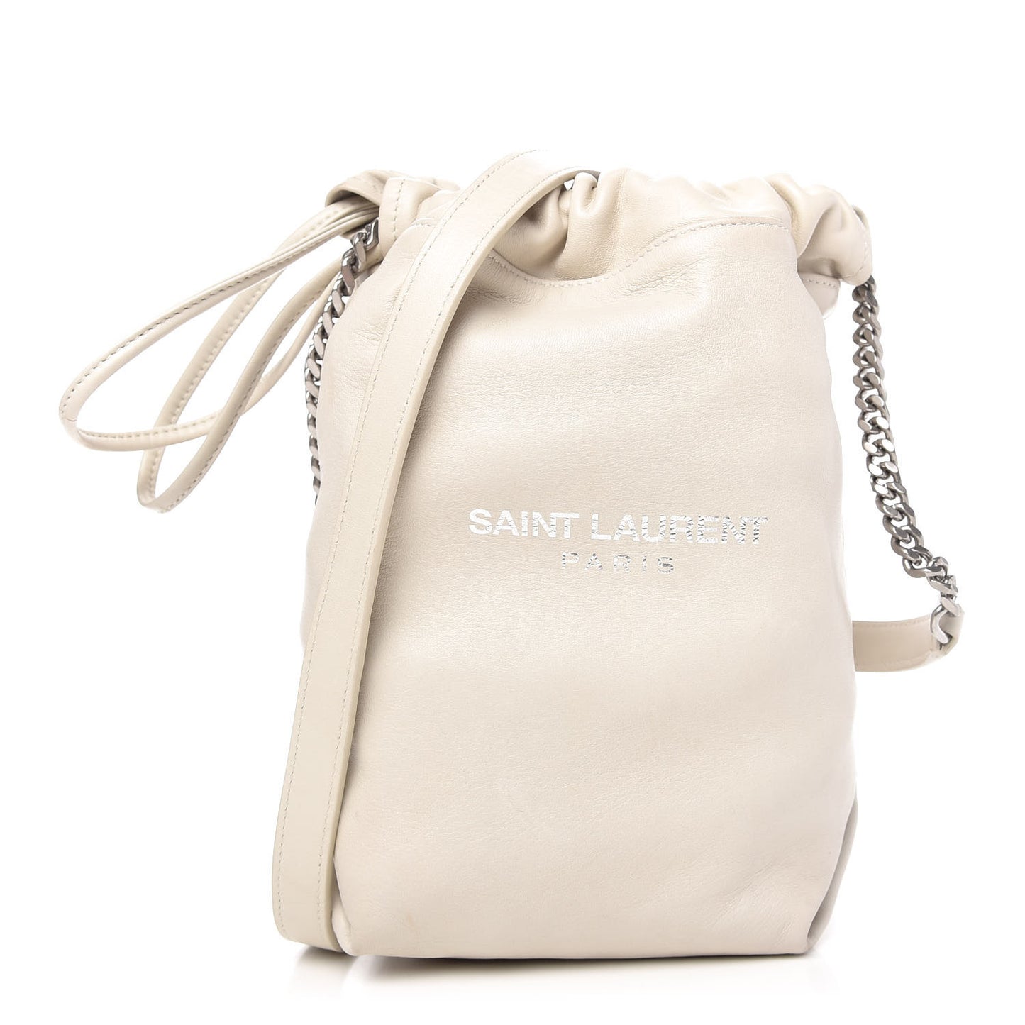 Lambskin Small Teddy Bucket Bag White