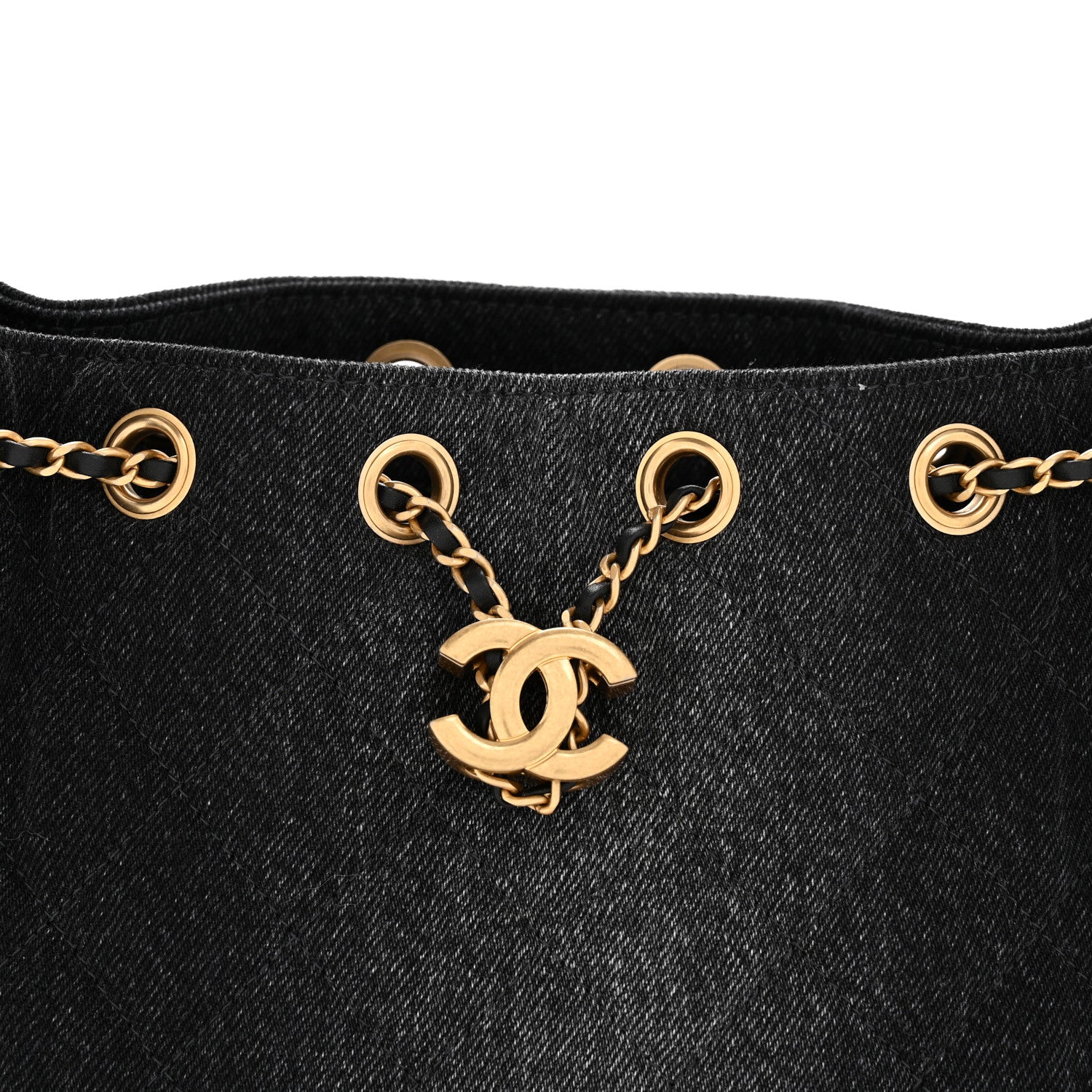Chanel Washed Denim Quilted Mini Chanel 25 Handbag Black 8 of 10
