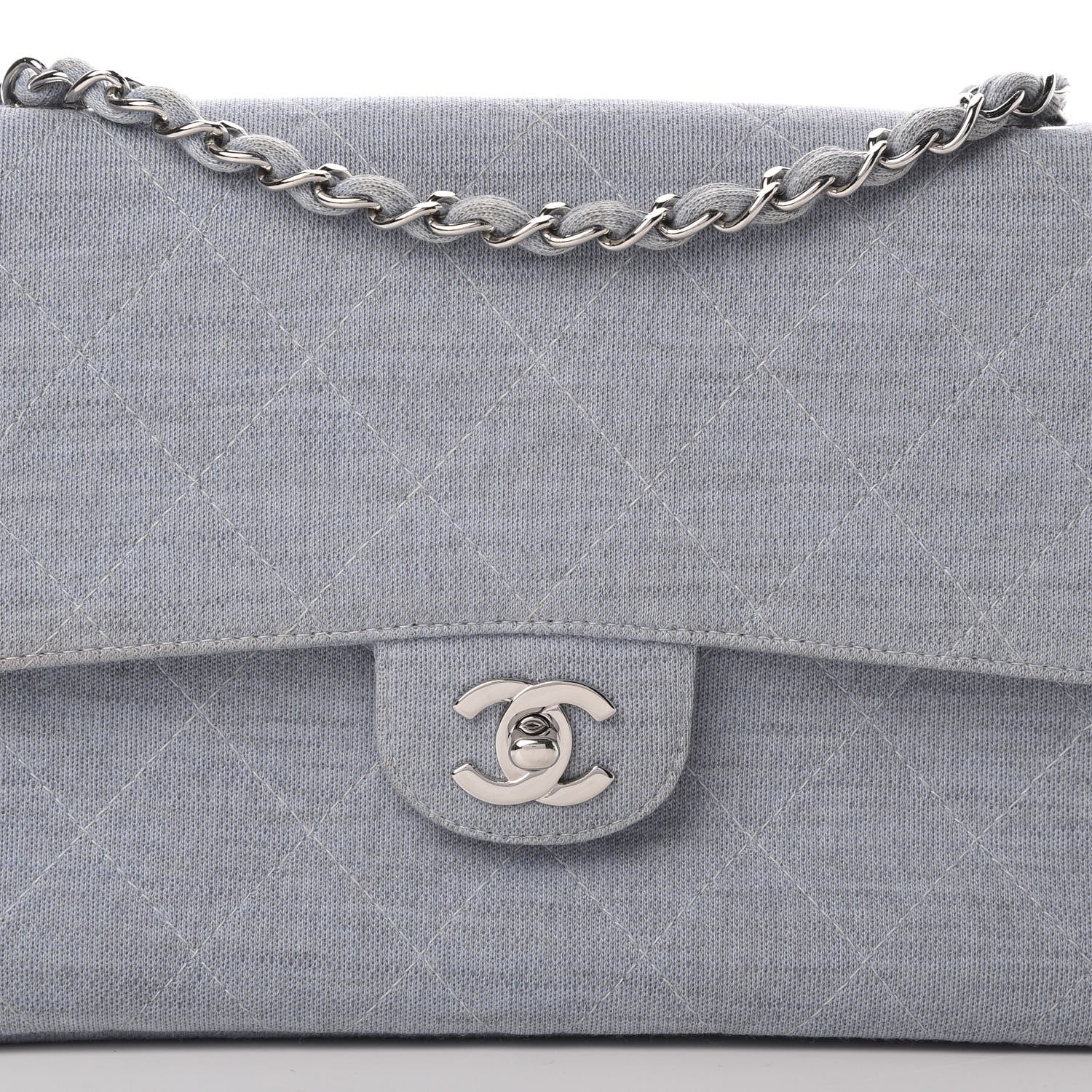 Chanel Jersey Quilted Medium Single Flap Blue 9 of 12