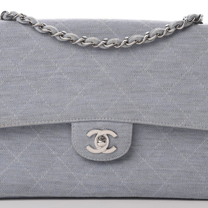 Chanel Jersey Quilted Medium Single Flap Blue 9 of 12