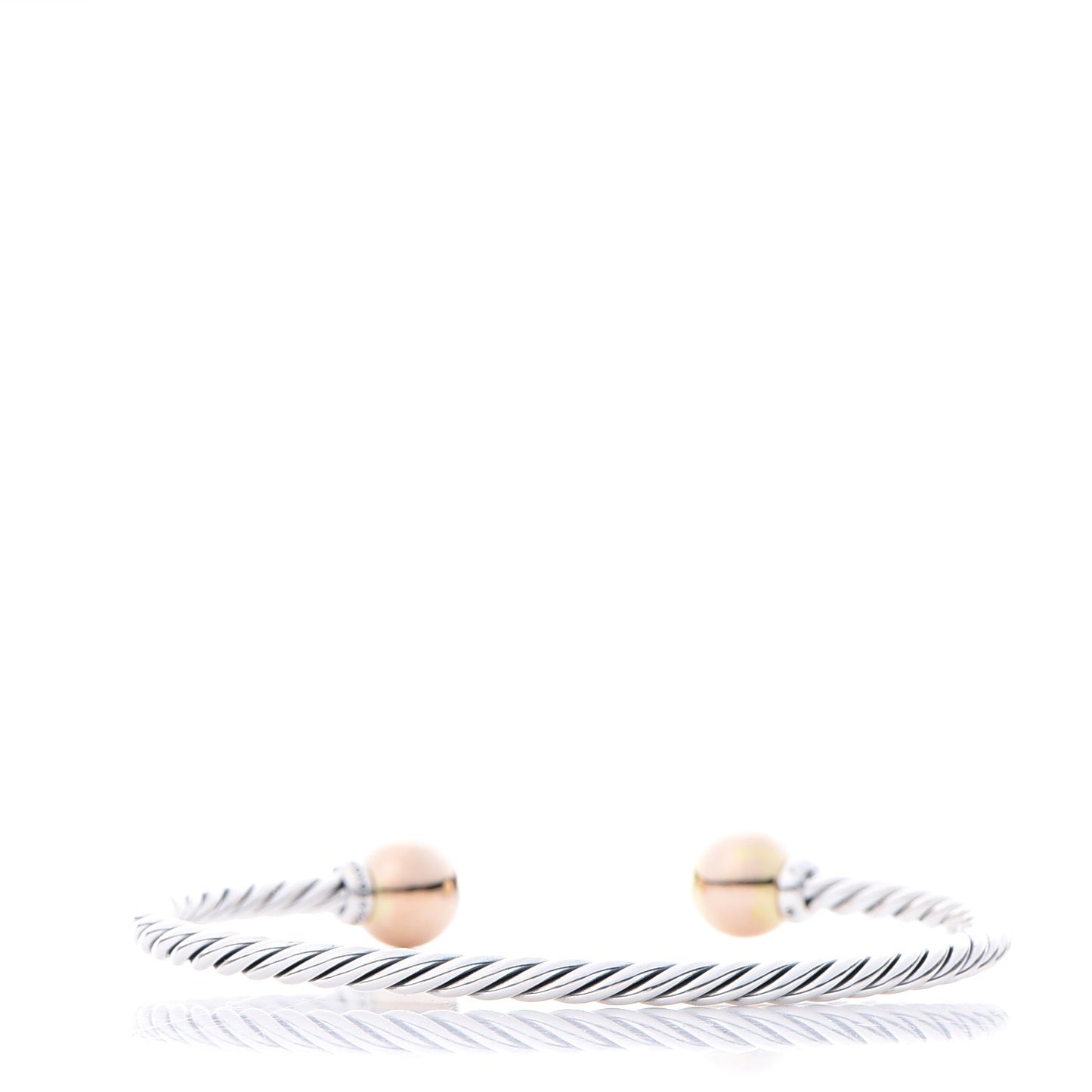 Sterling Silver 18K Yellow Gold Diamond 9mm Solari Bead Bracelet