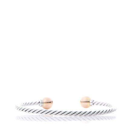 David Yurman Sterling Silver 18K Yellow Gold Diamond 9mm Solari Bead Bracelet 3 of 5