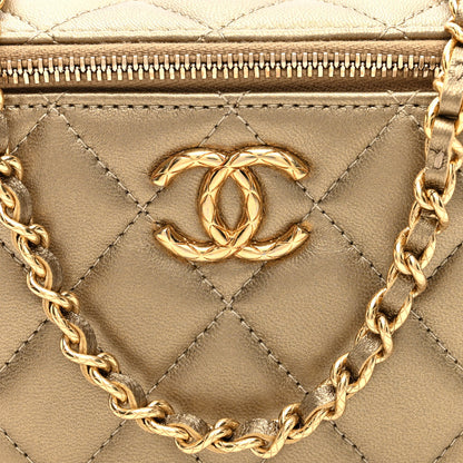 Chanel Metallic Lambskin Quilted Small CC Dynasty Vanity Case With Chain Gold 9 of 11