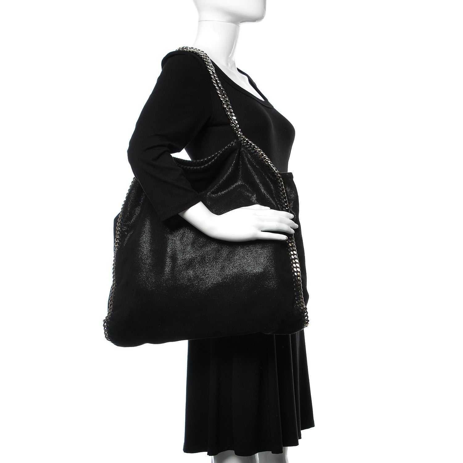 Stella McCartney Shaggy Deer Big Falabella Tote Black 2 of 8