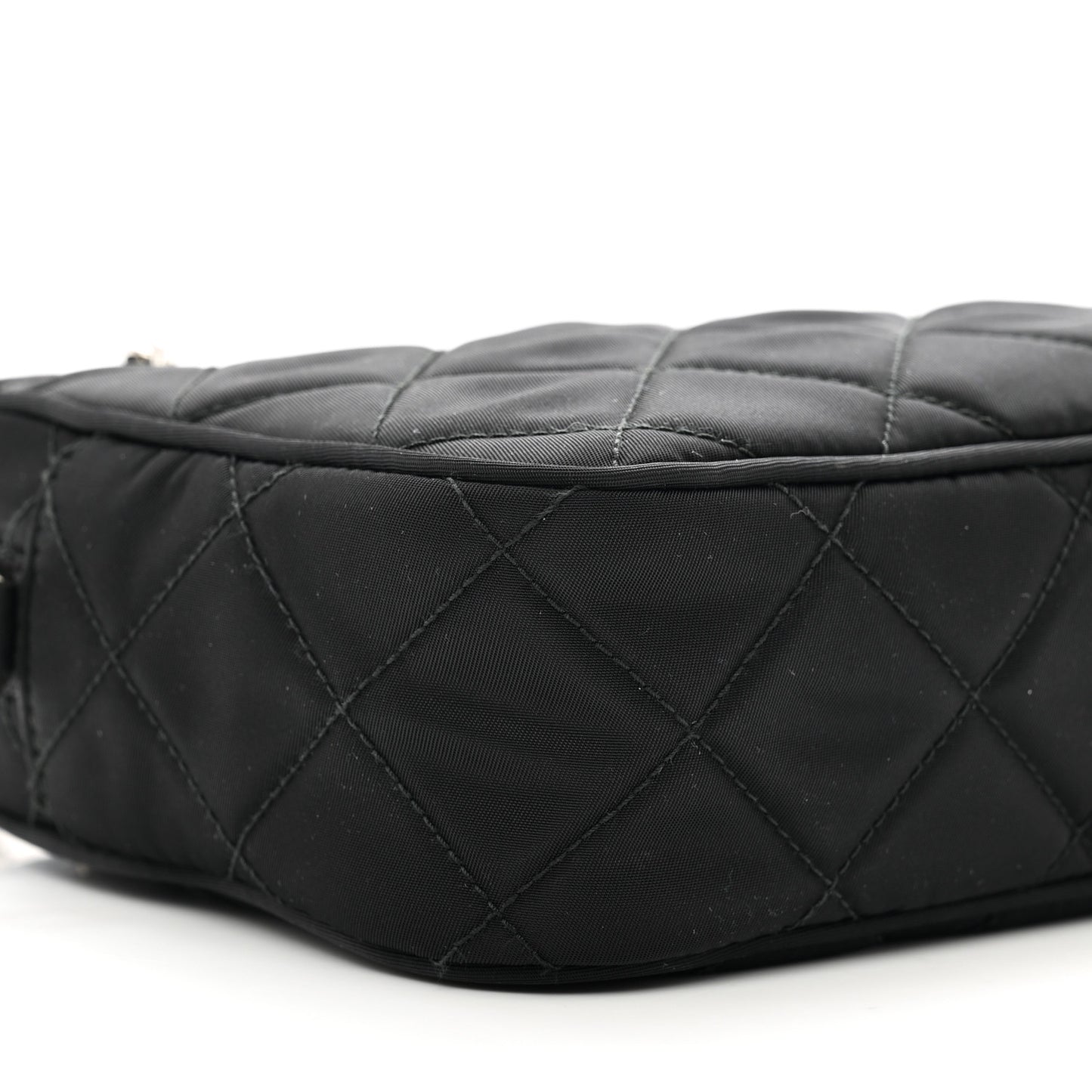 Nylon Tessuto Impuntu Quilted Bandoliera Crossbody Bag Black