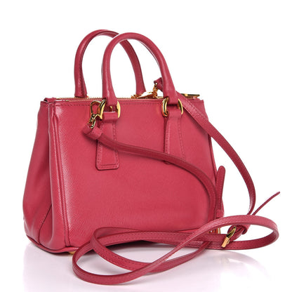 Prada Saffiano Lux Micro Galleria Double Zip Tote Peonia 3 of 7