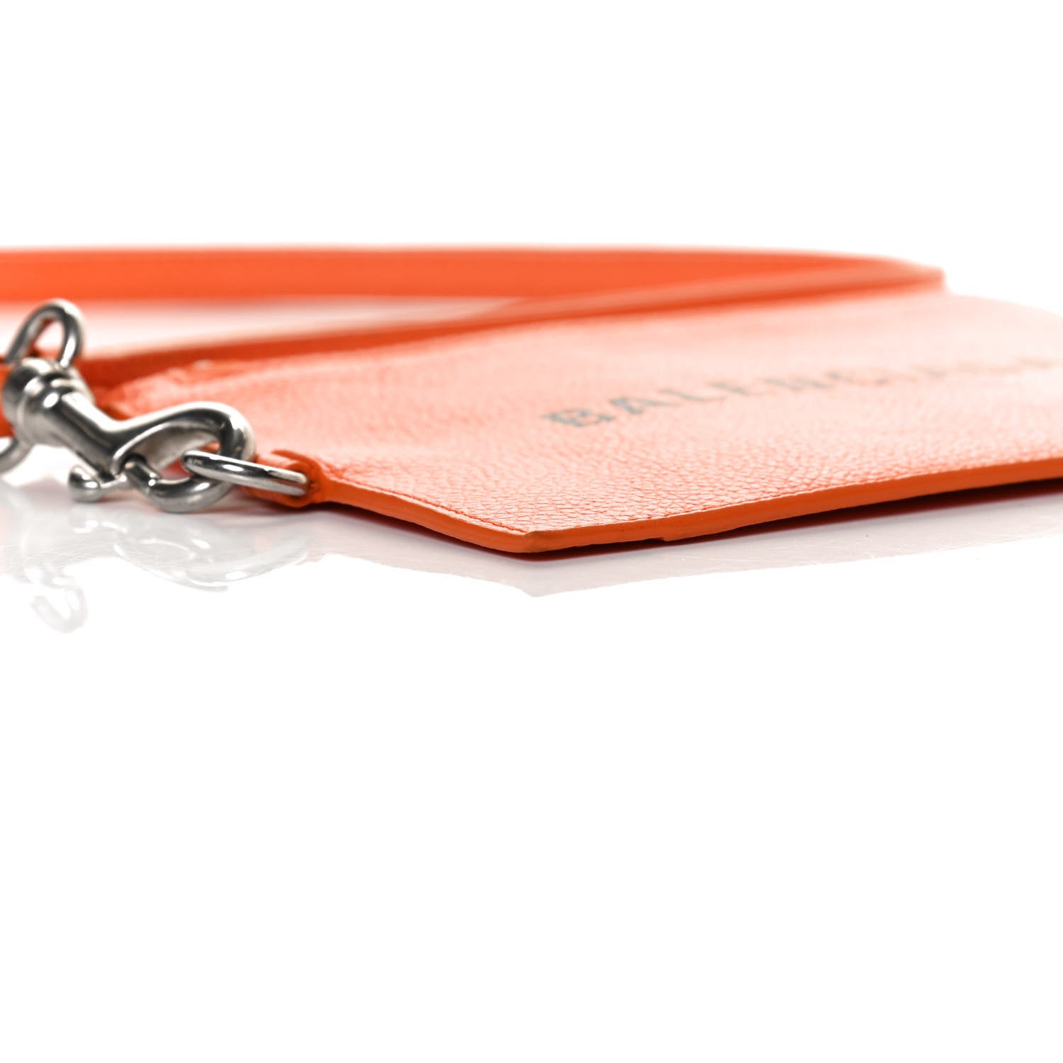 Balenciaga Grained Calfskin Logo Cash Passport Photo ID Zip Holder Fluo Orange Black 8 of 11