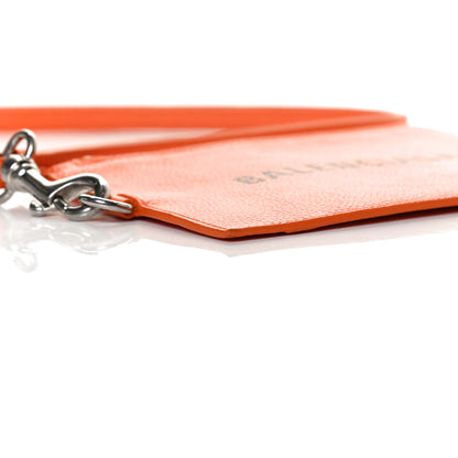 Balenciaga Grained Calfskin Logo Cash Passport Photo ID Zip Holder Fluo Orange Black 8 of 11