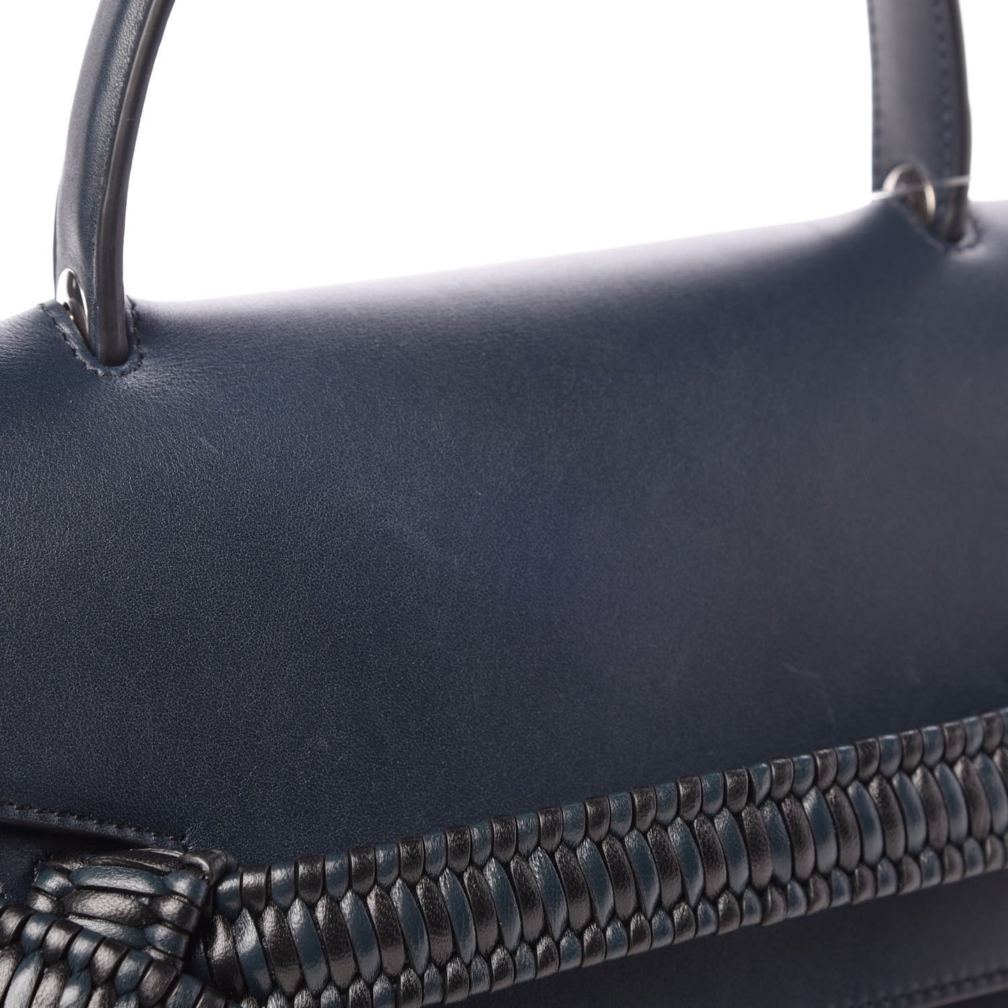 Smooth Calfskin Micro Bi-Color Braided Belt Bag Dark Sea