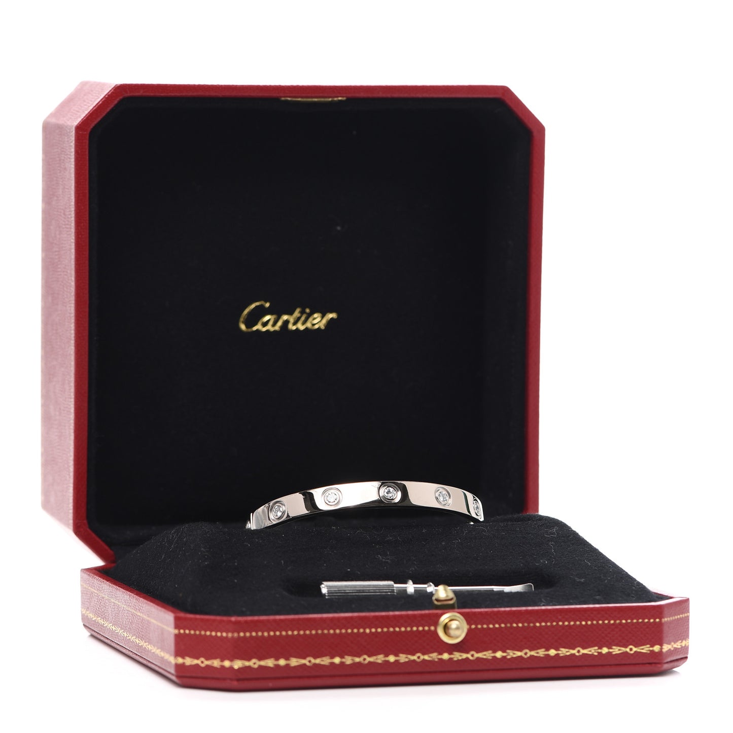 18K White Gold 10 Diamond LOVE Bracelet 16