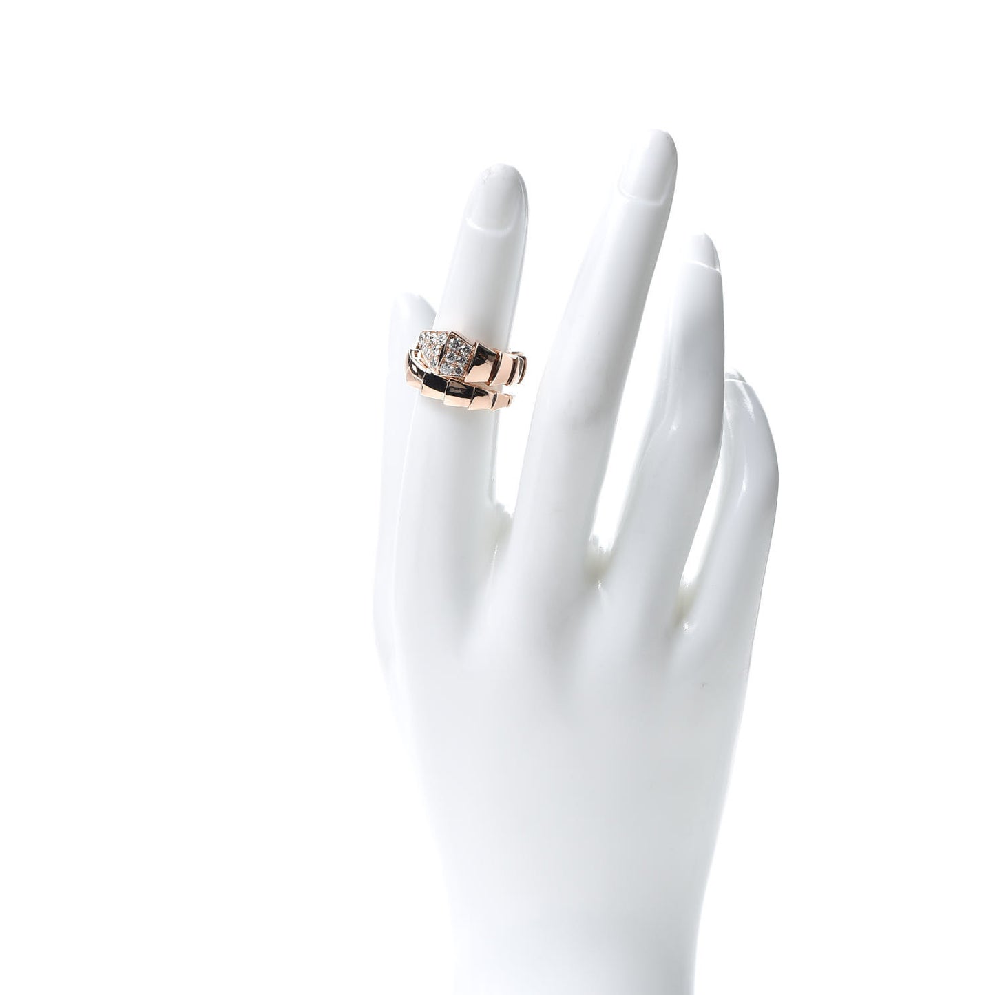 18K Rose Gold Diamond Serpenti Viper Ring M