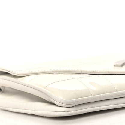 Chanel Patent Quilted Diagonal CC East West Chocolate Bar Flap White 9 of 14
