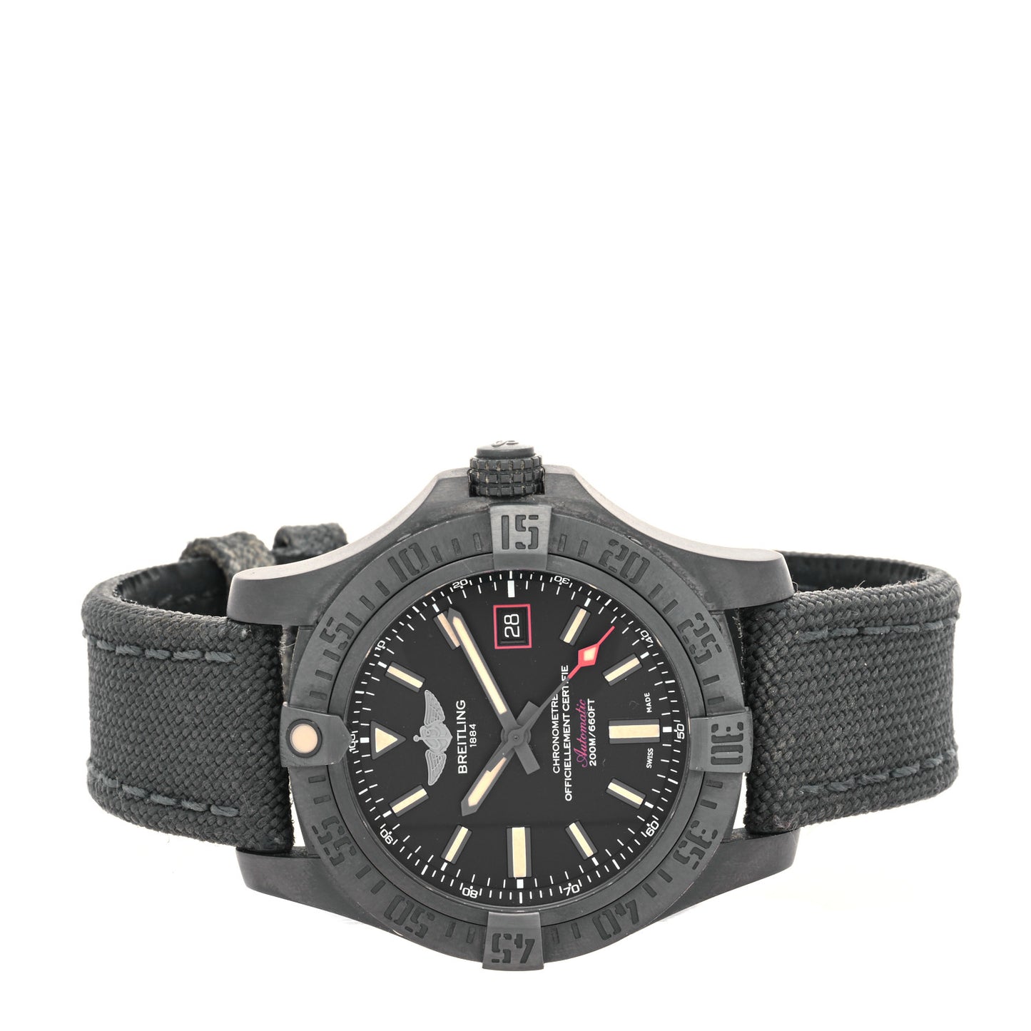 Titanium Nylon 45mm Avenger GMT Night Mission Automatic Watch Black V1731110