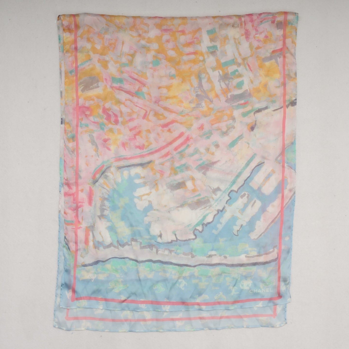 Silk CC Monaco Stole Pink Blue