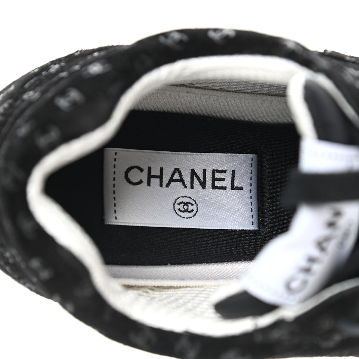 Suede Calfskin Printed CC Sneakers 38.5 Black