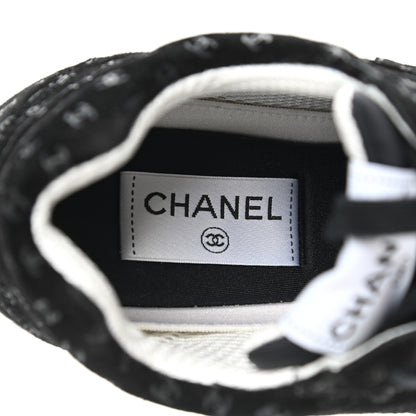 Chanel Suede Calfskin Printed CC Sneakers 38.5 Black 7 of 10