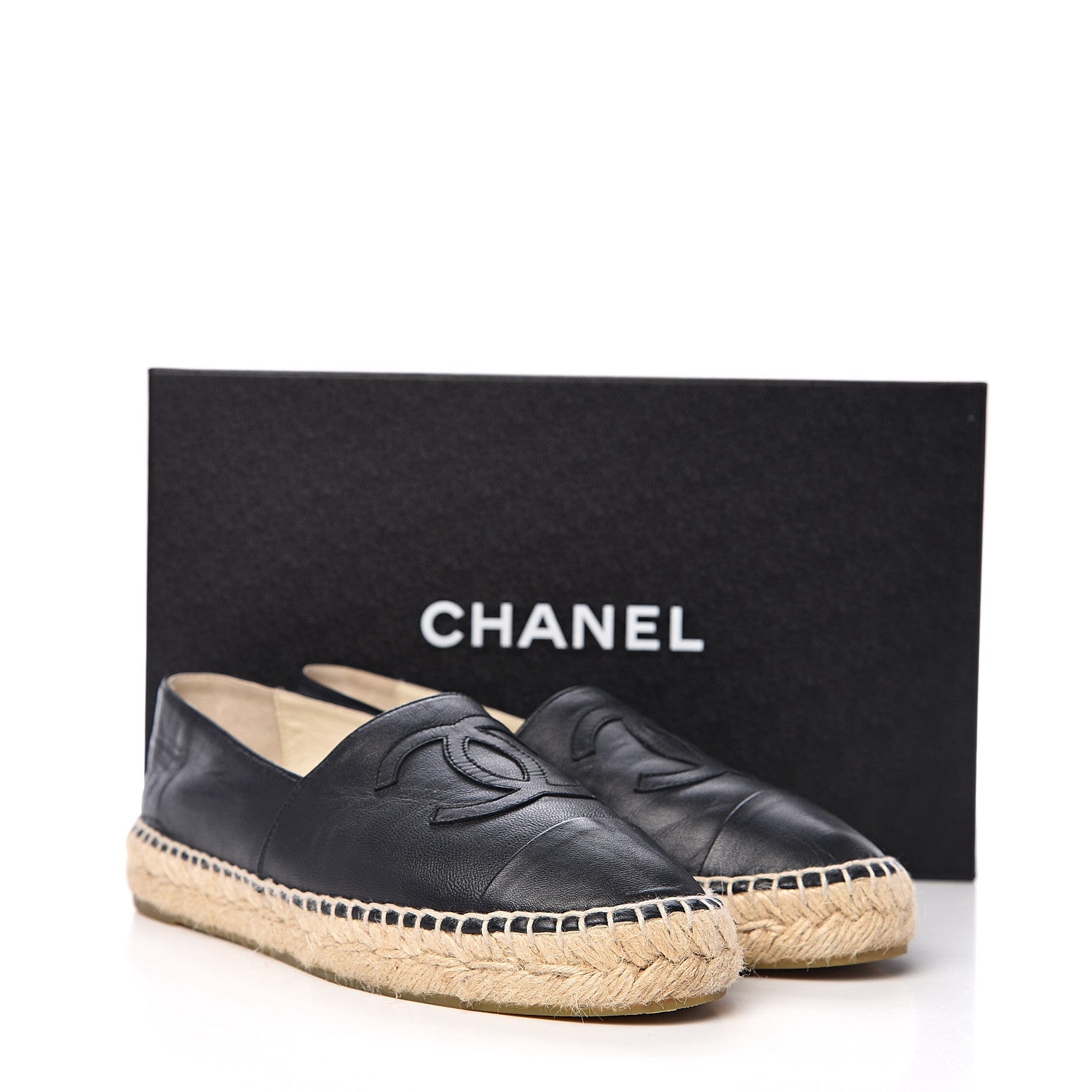 Chanel Lambskin CC Espadrilles 36 Black 10 of 10