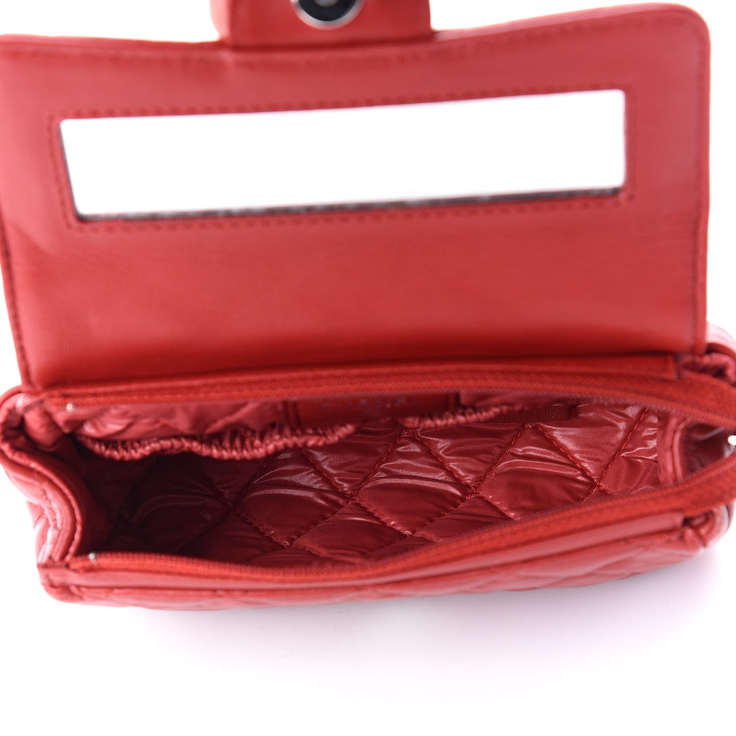 Chanel Lambskin Quilted Flap Cosmetic Case Red 5 of 10