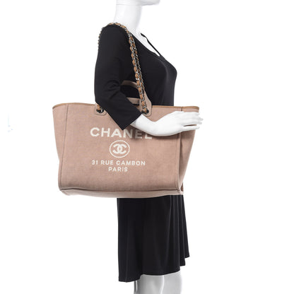 Chanel Canvas Large Deauville Tote Ecru 2 of 9