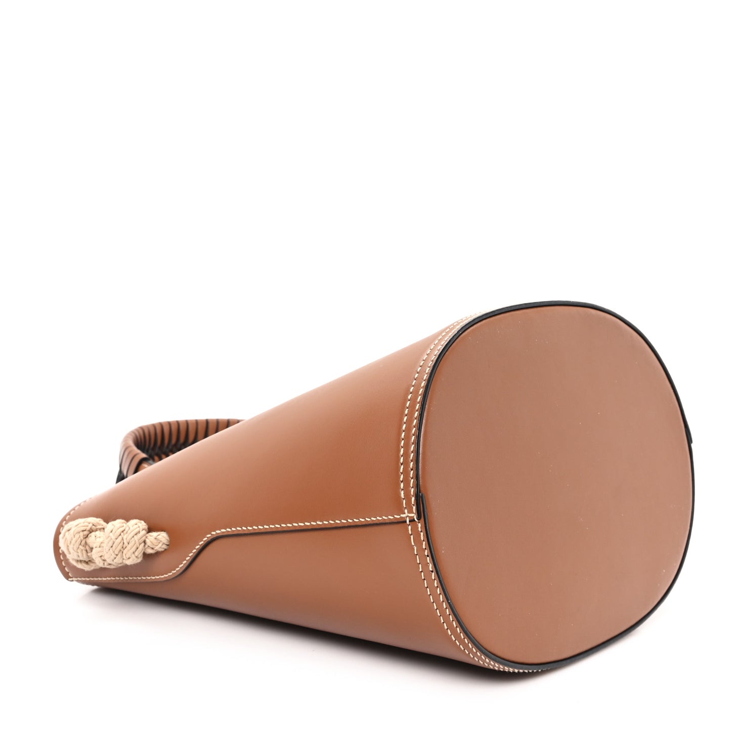City Calfskin Knotted Rope Bucket Bag Cognac