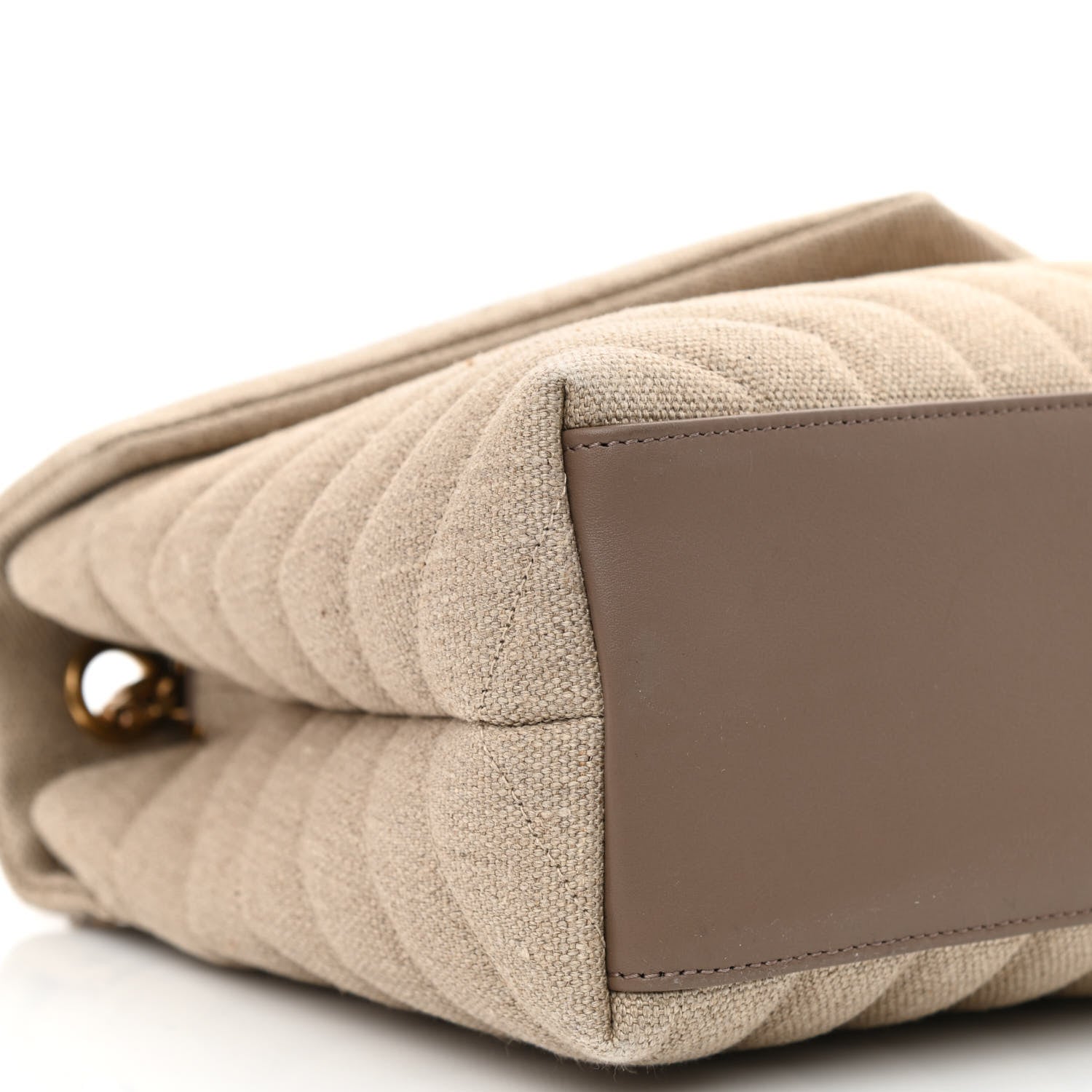 Saint Laurent Linen Y Quilted Monogram Medium Loulou Chain Satchel Natural Taupe 10 of 11