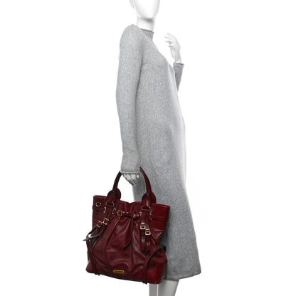 Burberry Lambskin Whipstitch Medium Tote Burgundy 2 of 15