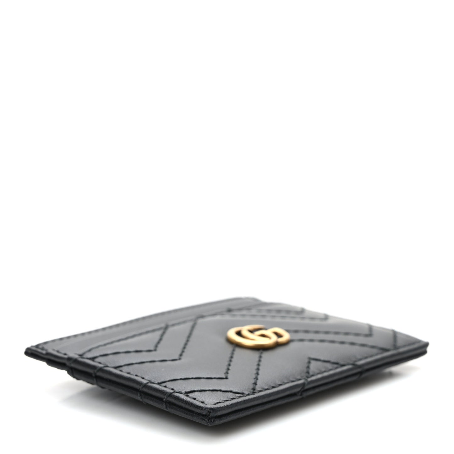 Calfskin Matelasse GG Marmont Card Holder Black