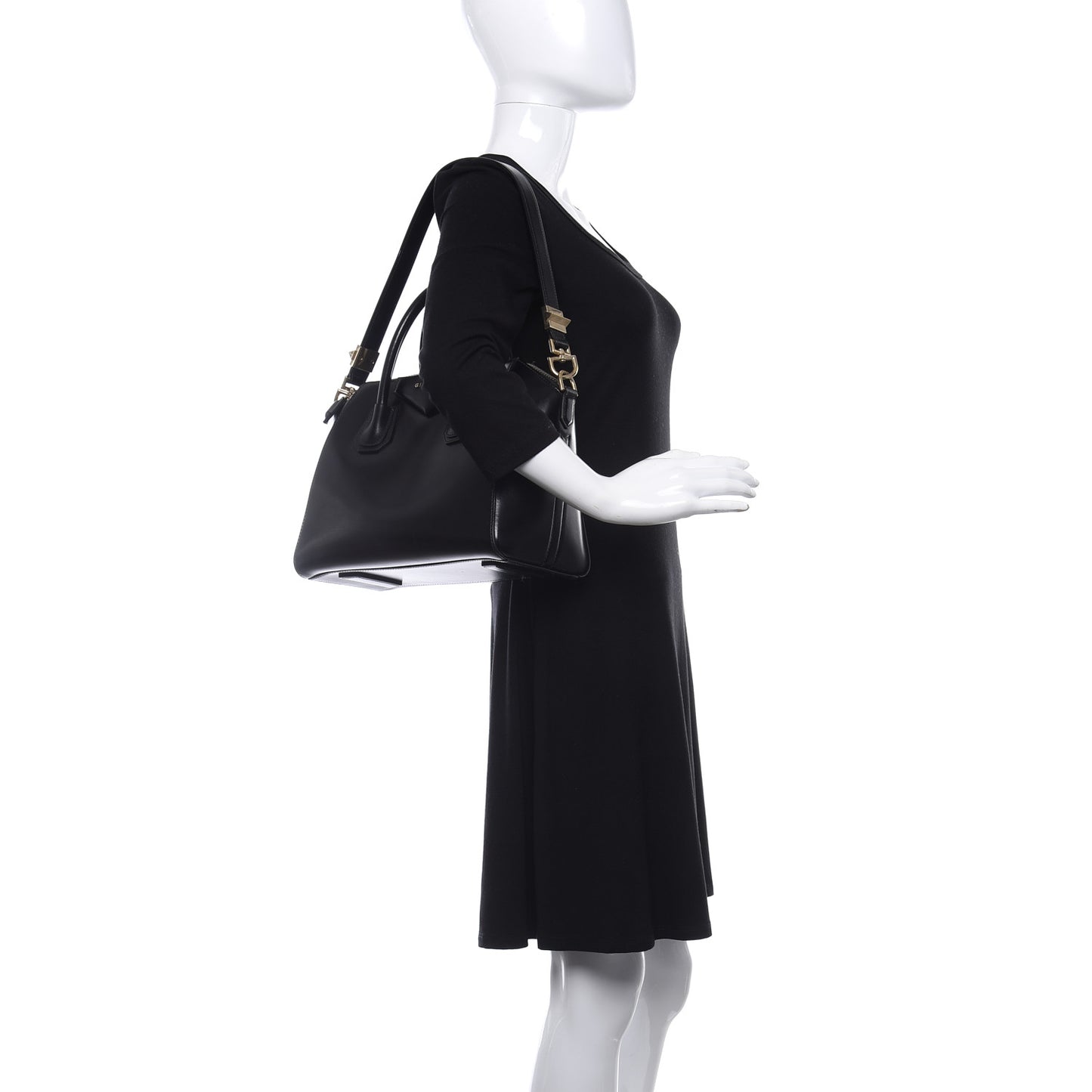 Shiny Lord Calfskin Small Antigona Black